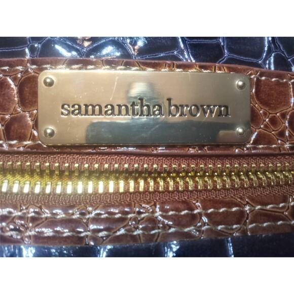 SAMANTHA BROWN Insulated Travel Wine Tote Faux Croc Leather Zip Closure Color - Picture 6 of 8